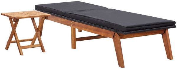 vidaXL Sonnenliege mit Tisch Poly Rattan und Massivholz Akazie 45991 Bild 2