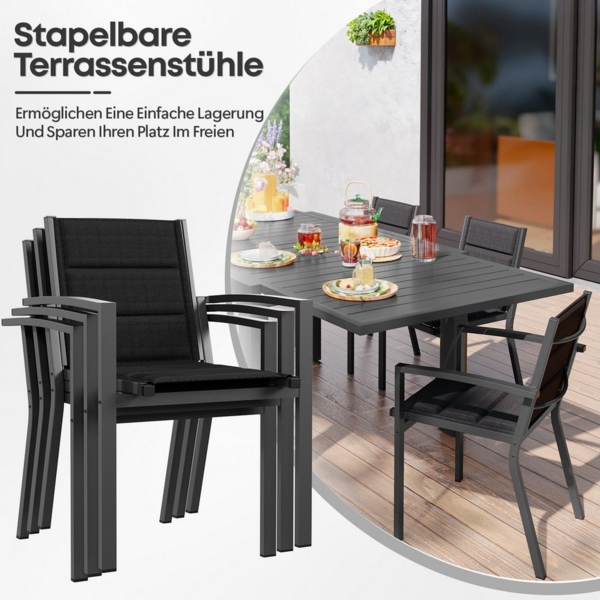 Furnicopia Gartenstuhl Gartenstühle Set 2-4 personen, Terrassenstühle (2 St), Aluminiumgestell, Tecslin-Gewebe und schnell trocknende Polsterwatte