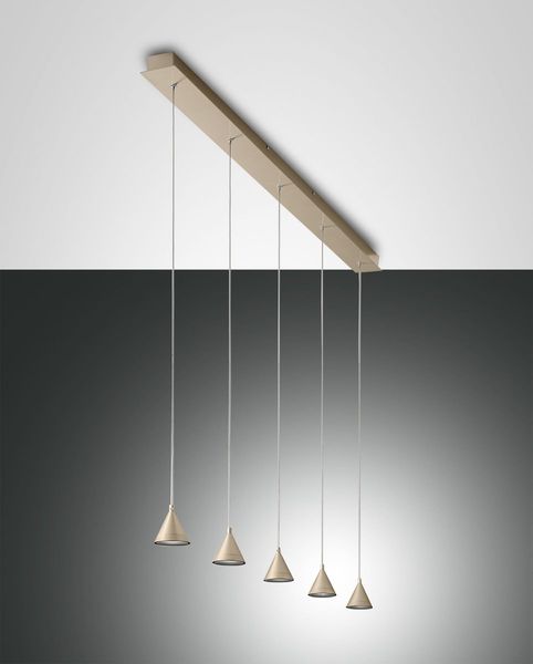 FABAS LUCE No. 3443-48-225 Pendelleuchte Delta LED 5-flammig gold edelmatt dimmbar