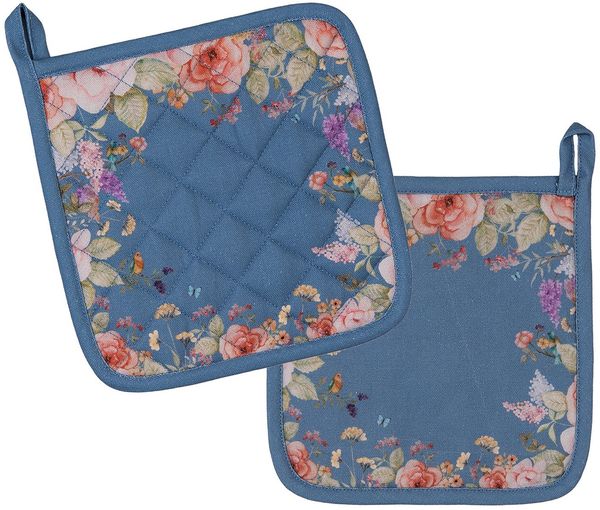 Clayre & Eef Topflappen Floral Fiesta, (2-tlg, 2-teilig), hitzebeständig wattiert Pfannen Untersetzer ca. 20x20cm