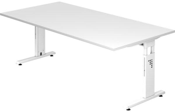 Schreibtisch OS2E C-Fuß 200x100cm Weiß Gestellfarbe: Weiß