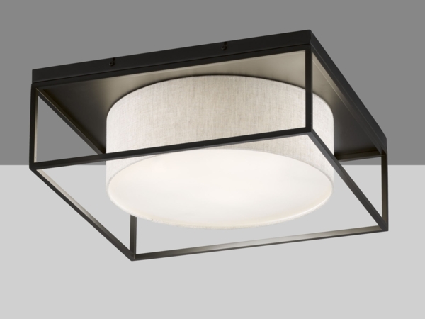 Fischer & Honsel 21331 Deckenleuchte Carre sandschwarz sandfarben Leinen 70cm