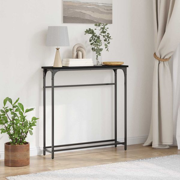 vidaXL Konsolentisch mit Regal Schwarz Eichen-Optik 75 x 19,5 x 75 cm 863505