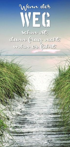 Deco-Block Bild - Weg 60 x 29cm Premium-Kunstleinwand Wandbild Spruch Strand