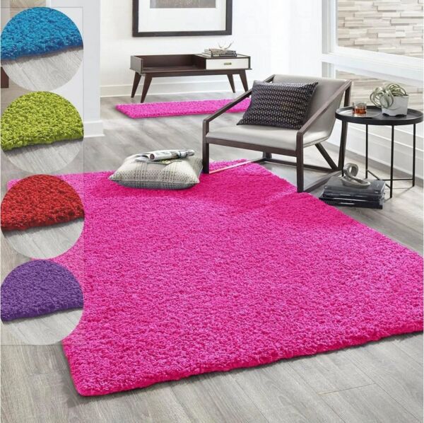 Vimoda Hochflor-Teppich Shaggy Langflor Wohnzimmer Schlafzimmer Modern, Rund, Höhe: 30 mm, Einfarbig, zeitlose, langflor Läufer, rund Teppich