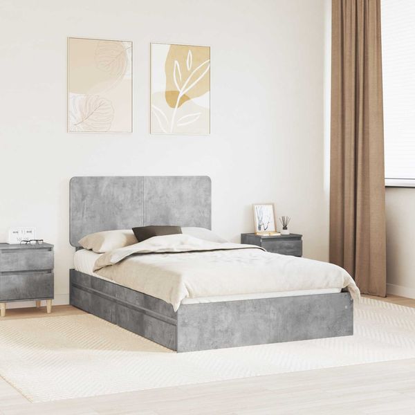 vidaXL Aufbewahrungsbett Beton Grau 135 x 190 cm Holzwerkstoff 3412696