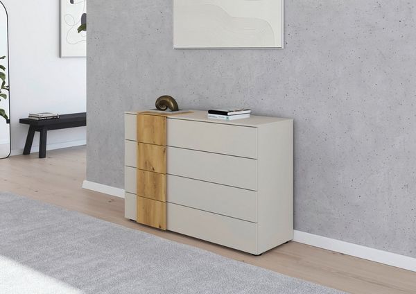 rauch Schubkastenkommode Sideboard Kommode Schubladenkommode KONA (Breite 120 cm, Höhe 81 cm), Absetzung Asteiche massiv, inkl. SOFT-CLOSE-FUNKTION MADE IN GERMANY