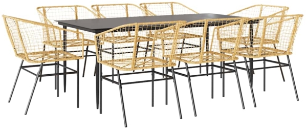 vidaXL 9-teiliges Garten-Esszimmerset Braunes Polyrattanglas 3334498