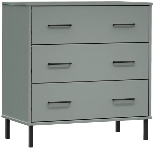 vidaXL Sideboard OSLO mit 3 Schubladen Grau 77x40x79,5 cm Massivholz 350980