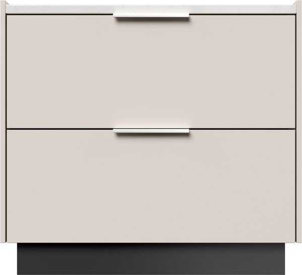 Nachttisch Kommode Artem 60cm, Quarztop, 2 Softeinzüge lackiert Creme Grafit : Creme / Grafit Bild 2