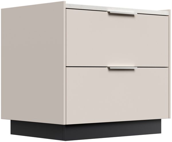 Nachttisch Kommode Artem 60cm, Quarztop, 2 Softeinzüge lackiert Creme Grafit : Creme / Grafit Bild 5