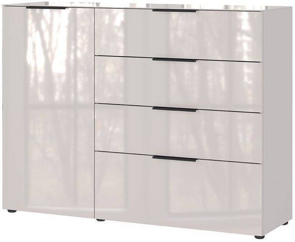 Sideboard Owingen / Oakland, Glas, Holzwerkstoff, Grau, 134 x 102 x 42 cm