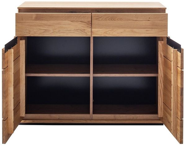 Lomadox Sideboard AVESTA-06, in Eiche, teilmassiv, grifflos mit schwarzen Griffblenden