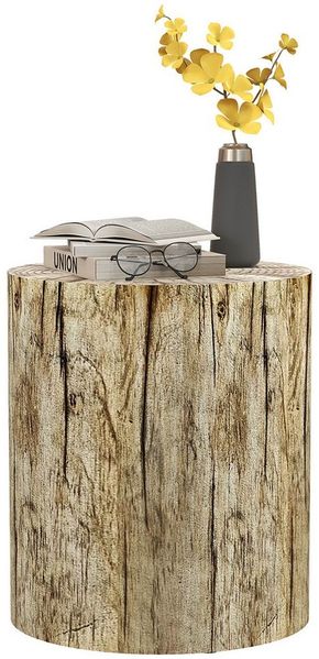 HOMCOM Beistelltisch, Couchtisch im Baumstumpf-Design, Rund Nachttisch, Kaffeetisch für Wohnzimmer, Garten, Natur, Ø37 x 43 cm