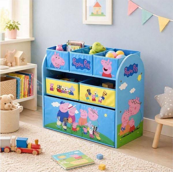 HTI-Living Kinderregal Peppa Pig Kinderregal mit Stoffboxen, Stück 1-tlg, Spielzeugkiste 6 Stoffboxen