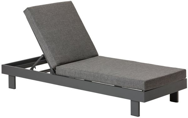 Dehner Gartenliege Relaxliege Riva, 195 x 73 x 90 cm, Aluminium, dunkelgrau, robust, inkl. wasserabweisender Polster aus Olefin