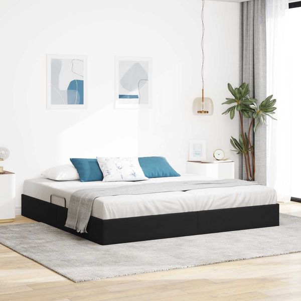 vidaXL Ottoman Bettgestell mit Speicher Schwarz 200 x 200 cm Samt 3442906