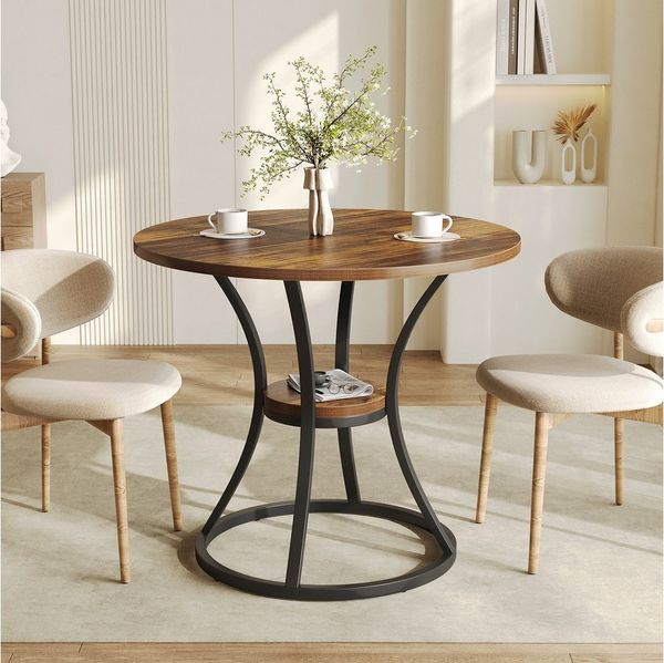 Tribesigns Esstisch Esstisch 80 cm Kleine Runder Tisch holz für Esszimmer Wohnzimmer