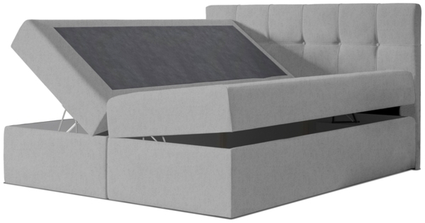 99rooms Cesar Boxspringbett Strukturstoff 160x200 cm Hellgrau Bild 3