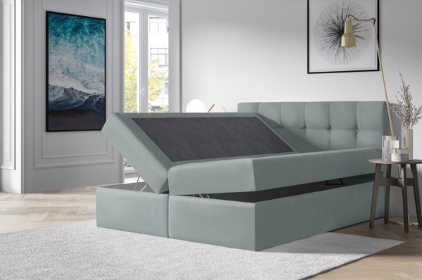 99rooms Cesar Boxspringbett Strukturstoff 160x200 cm Hellgrau Bild 2