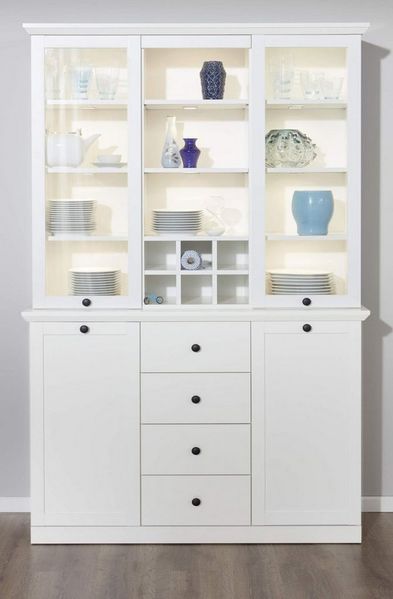 trendteam Buffet Baxter (großer Buffetschrank in Landhaus weiß, 120 x 194 cm) 17 Fächer