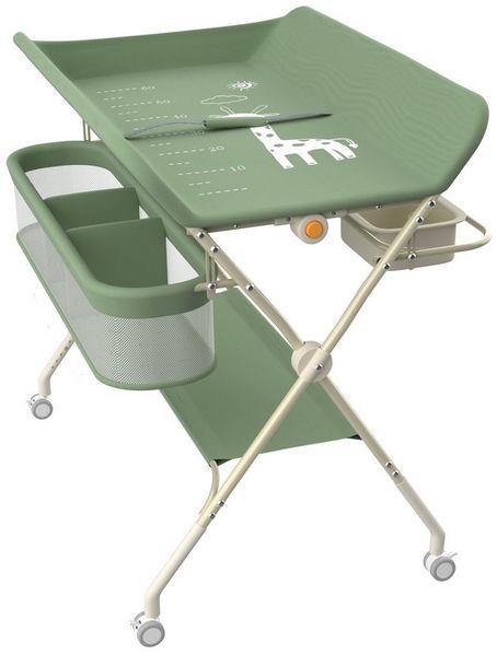 JEOBEST Wickeltisch Baby Wickelkombi, Wickelauflage,Trendy, (1-tlg) Mobil, Mit Bremse,5-fach höhenverstellbar,Klappbar,Ablagekorb
