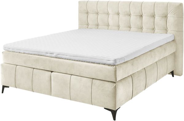 Boxspringbett >Oregon< Liegefläche 180x200 cm, H3/H4, in creme - 200x121x210cm (BxHxT)
