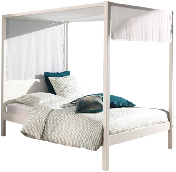 Himmelbett Katey 208x148x191 Einzelbett Massivholz Weiß