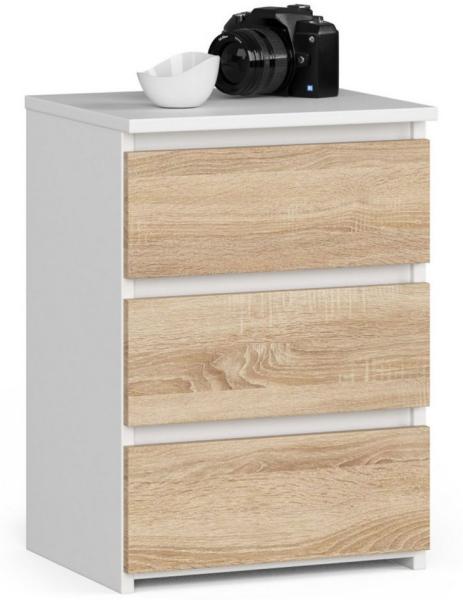 Home Collective Kommode 40 cm breit Holz Highboard Sideboard für Flur Schlafzimmer Wohnzimmer (Mehrzweckschrank Schrank schmal Kommode Schlafzimmer mit Schubladen), Kinderzimmer Organizer, 57 cm hoch mit 3 Schubladen weiß-sonoma Eiche