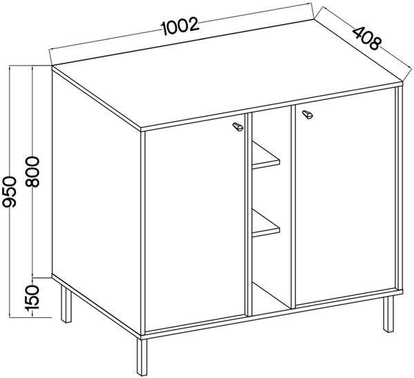 Selsey 'Oktio' Sideboard 2-türig mit Regalen, schwarz-graphit, ca. 95 x 100 x 41 cm Bild 4