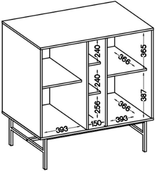 Selsey 'Oktio' Sideboard 2-türig mit Regalen, schwarz-graphit, ca. 95 x 100 x 41 cm Bild 5
