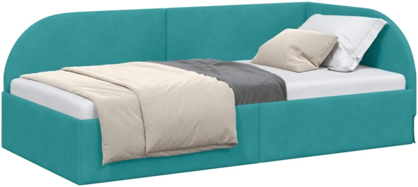 vidaXL Eckbettgestell mit Kopfteil Türkis 80 cm x 200 cm Samt 42016634