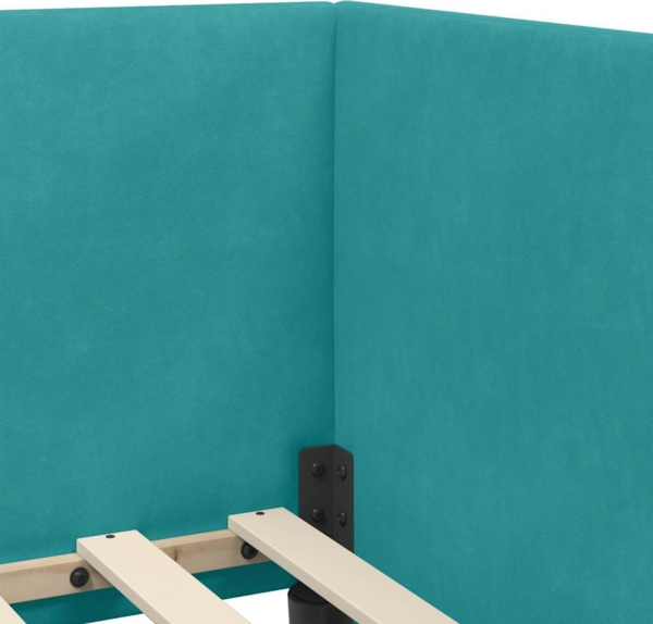 vidaXL Eckbettgestell mit Kopfteil Türkis 80x200 cm Stoff 42016634 Bild 7