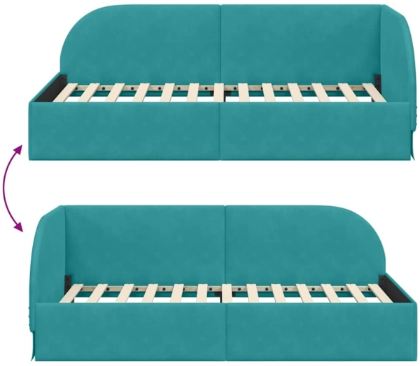 vidaXL Eckbettgestell mit Kopfteil Türkis 80x200 cm Stoff 42016634 Bild 8