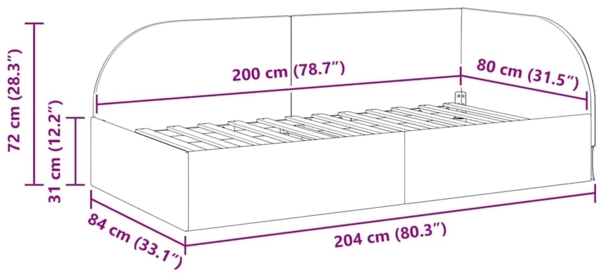 vidaXL Eckbettgestell mit Kopfteil Türkis 80x200 cm Stoff 42016634 Bild 10