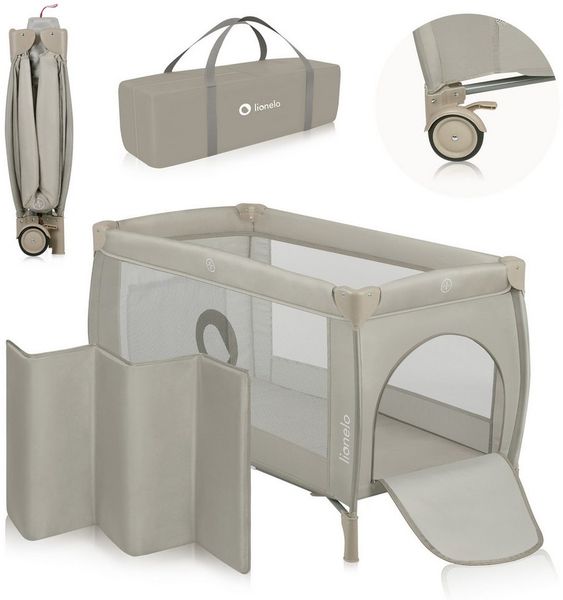 Lionelo Stefi Plus Reisebett bis 15 kg Babybett Kinderreisebett mit Matratze Seitlicher Eingang mit Reißverschluss Hochwertige Schaumstoffmatratze