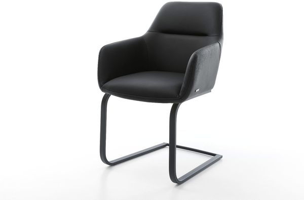 Freischwinger Pejo-Flex Echt-Leder Schwarz Freischwinger flach Schwarz Taschenfederkern