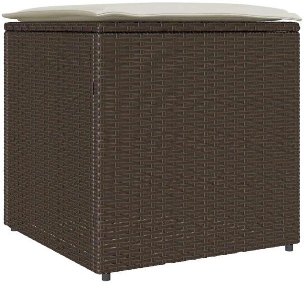 vidaXL Kissenbox mit Speicher Braun 50 x 50 x 50 cm Poly-Rattan 365409