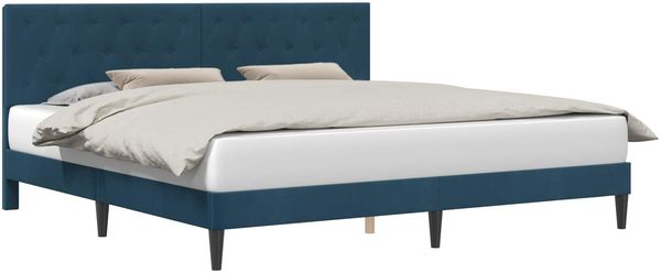 vidaXL Bettrahmen mit Kopfteil Blau 180 x 200 cm Samt 42027684 Bild 2
