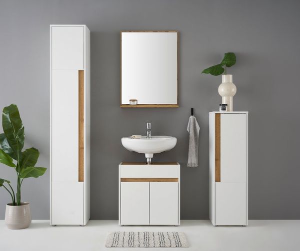 INOSIGN Badmöbel-Set CITY/ GIRON, Bad im zeitlosen Design, 4-teiliges Badezimmer, (Set, 4-St), Badschränke und Spiegel, in zwei Farben verfügbar, viel Stauraum