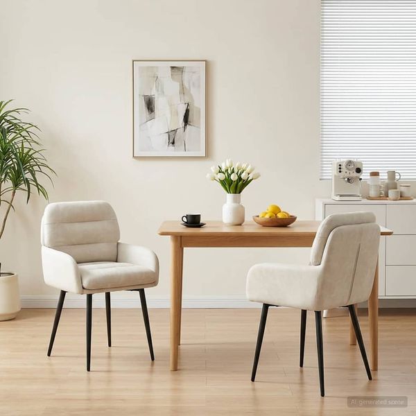 vidaXL Esszimmerstühle 2 pcs Samt (V) Creme 59 x 59,5 x 90 cm 42034313
