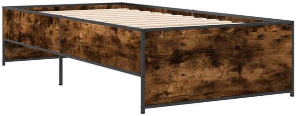 vidaXL Bettgestell Räuchereiche 100x200 cm Holzwerkstoff und Metall 845238