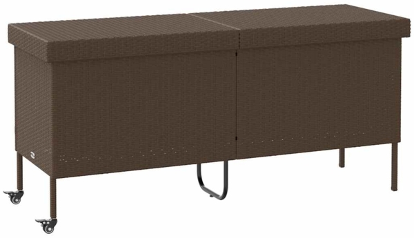 vidaXL Gartentruhe mit Rollen Braun 160x55x75 cm Poly Rattan 4103832