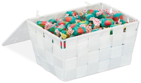 4 x Aufbewahrungskorb mit Deckel weiß 10040028