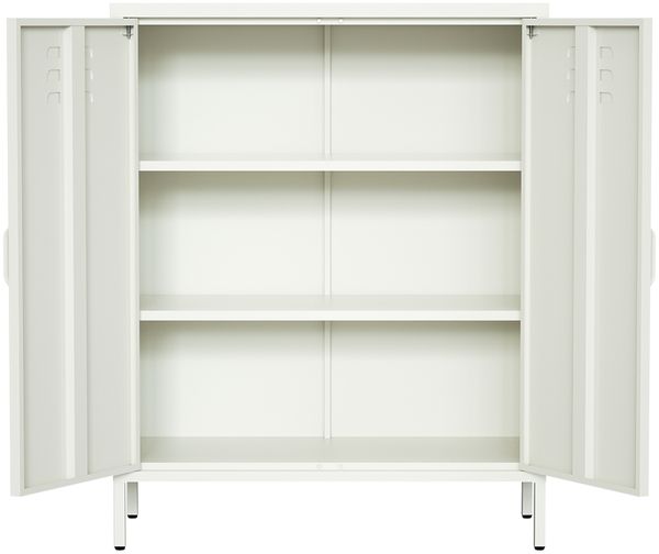 skølm 'Atria' Metallkommode, weiß, 100x38x80 cm, Metallschrank mit 3 Fächern Bild 9