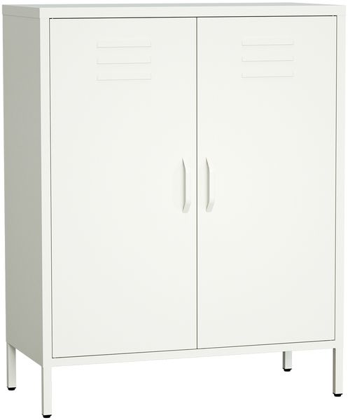 skølm 'Atria' Metallkommode, weiß, 100x38x80 cm, Metallschrank mit 3 Fächern Bild 2