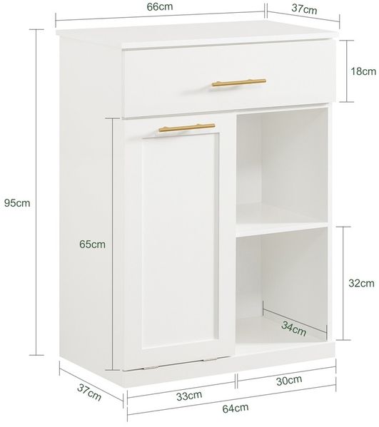 SoBuy BZR66-W Badunterschrank, MDF, Lackiert, Weiß, 66 x 95 x 37 cm Bild 3