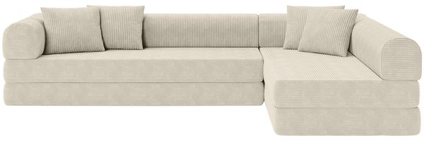 skølm 'Lofn' Modulares Sofa 4 Sitzer, 300x200 cm, Vollschaumcouch mit Metallgestell, Cord beige, Schlafsofa vakuumverpackt, kein Aufbau erforderlich Bild 13