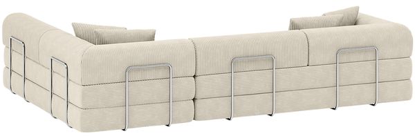 skølm 'Lofn' Modulares Sofa 4 Sitzer, 300x200 cm, Vollschaumcouch mit Metallgestell, Cord beige, Schlafsofa vakuumverpackt, kein Aufbau erforderlich Bild 12
