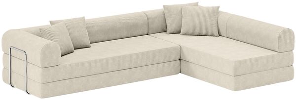 skølm 'Lofn' Modulares Sofa 4 Sitzer, 300x200 cm, Vollschaumcouch mit Metallgestell, Cord beige, Schlafsofa vakuumverpackt, kein Aufbau erforderlich Bild 11